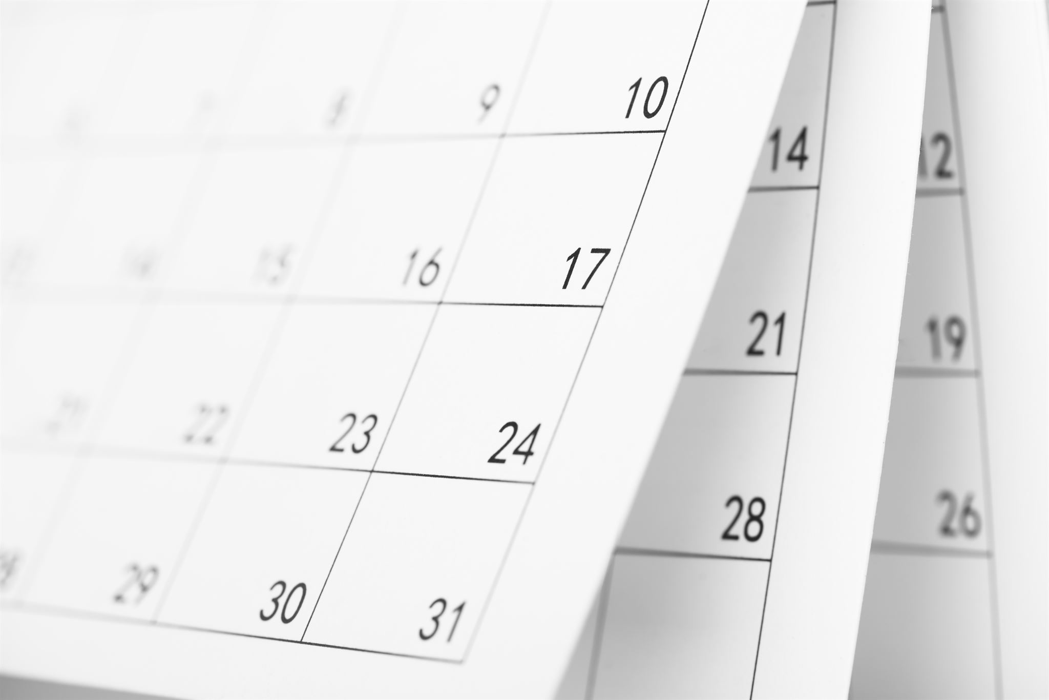 Calendar with scheduled meetings